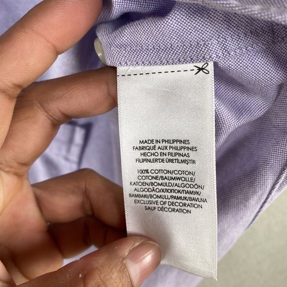 Polo Lauren Ralph  Mens Shirt  Large Light Purple Button Up Long Sleeve Preppy - Picture 5 of 7